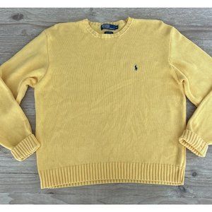 Polo Ralph Lauren Sweater Mens XL Yellow Crew Neck Knit Cotton Vintage